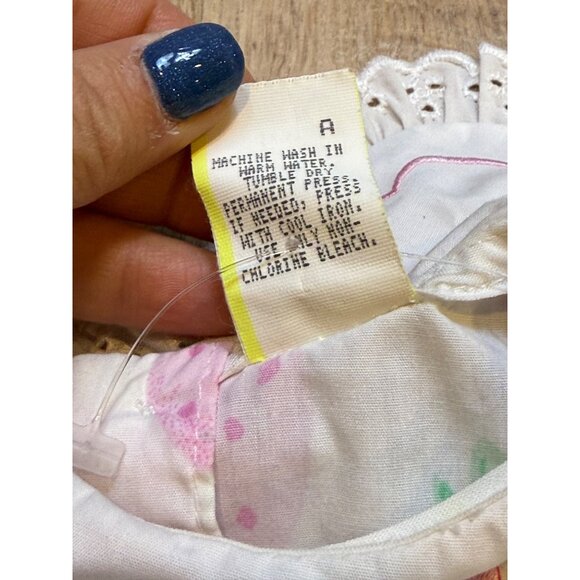 Vintage Baby Strawberry Print Bubble Romper 3-6 Months Cotton - Picture 7 of 9